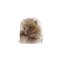 Lion Cub Close Cute Eyes Lookout Drawstring Pouches (xs)  by Celenk