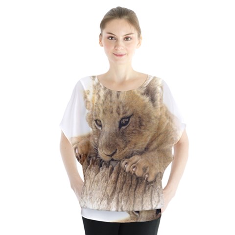 Lion Cub Close Cute Eyes Lookout Blouse by Celenk