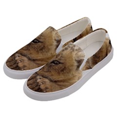 Lion Cub Close Cute Eyes Lookout Men s Canvas Slip Ons by Celenk