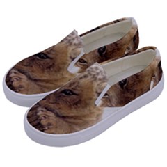 Lion Cub Close Cute Eyes Lookout Kids  Canvas Slip Ons by Celenk