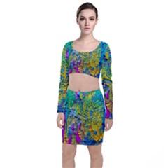 Background Art Abstract Watercolor Long Sleeve Crop Top & Bodycon Skirt Set by Celenk