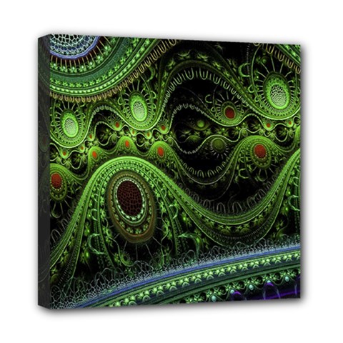 Fractal Green Gears Fantasy Mini Canvas 8  X 8  by Celenk