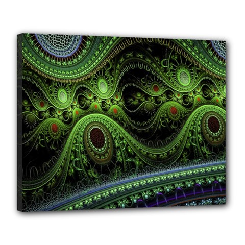 Fractal Green Gears Fantasy Canvas 20  X 16  by Celenk