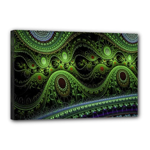 Fractal Green Gears Fantasy Canvas 18  X 12  by Celenk