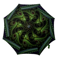 Fractal Green Gears Fantasy Hook Handle Umbrellas (small) by Celenk