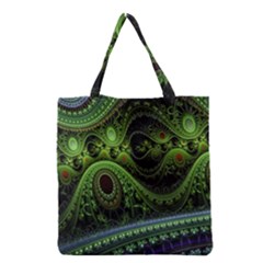 Fractal Green Gears Fantasy Grocery Tote Bag by Celenk