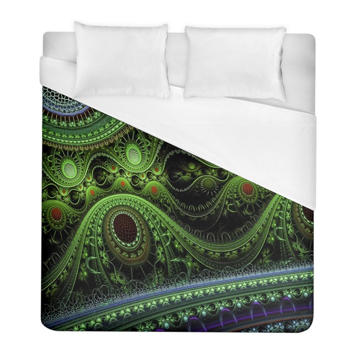 Fractal Green Gears Fantasy Duvet Cover (Full/ Double Size)