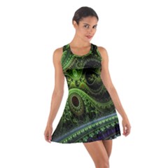 Fractal Green Gears Fantasy Cotton Racerback Dress by Celenk