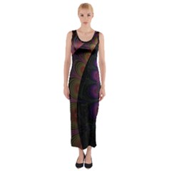 Fractal Colorful Pattern Spiral Fitted Maxi Dress by Celenk