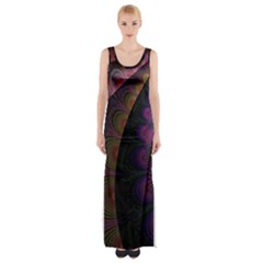 Fractal Colorful Pattern Spiral Maxi Thigh Split Dress by Celenk