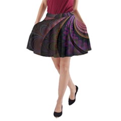 Fractal Colorful Pattern Spiral A-line Pocket Skirt by Celenk