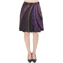 Fractal Colorful Pattern Spiral Velvet High Waist Skirt by Celenk