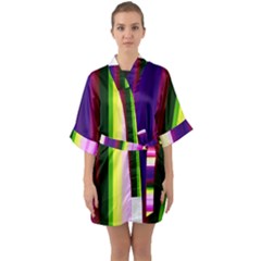 Abstract Background Pattern Textile 2 Quarter Sleeve Kimono Robe by Celenk