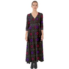 Funds Texture Pattern Color Button Up Boho Maxi Dress