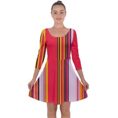 Abstract Background Pattern Textile Quarter Sleeve Skater Dress by Celenk