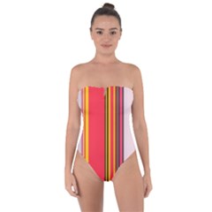 Abstract Background Pattern Textile Tie Back One Piece Swimsuit by Celenk