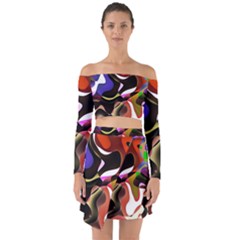 Abstract Background Design Art Off Shoulder Top With Skirt Set by Celenk