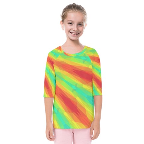 Graphic Kaleidoscope Geometric Kids  Quarter Sleeve Raglan Tee by Celenk