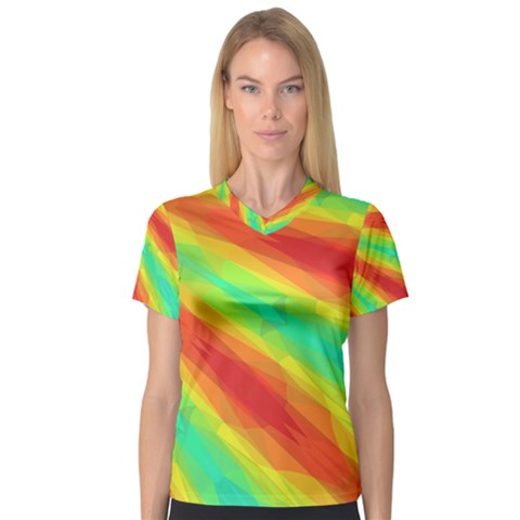 Graphic Kaleidoscope Geometric V-neck Sport Mesh Tee by Celenk