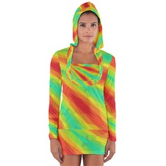 Graphic Kaleidoscope Geometric Long Sleeve Hooded T-shirt by Celenk