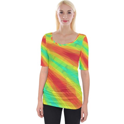 Graphic Kaleidoscope Geometric Wide Neckline Tee by Celenk