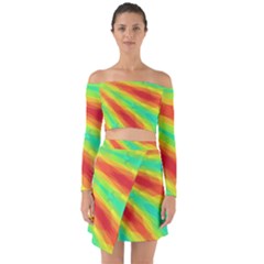 Graphic Kaleidoscope Geometric Off Shoulder Top With Skirt Set by Celenk