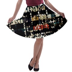 Art Design Color Banner Wallpaper A-line Skater Skirt by Celenk