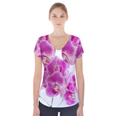 Orchid Phaleonopsis Art Plant Short Sleeve Front Detail Top