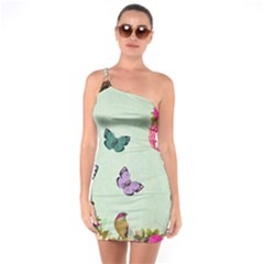 Whimsical Shabby Chic Collage One Soulder Bodycon Dress by NouveauDesign