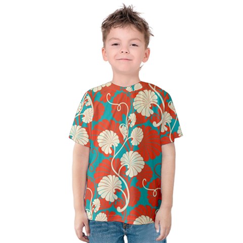 Floral Asian Vintage Pattern Kids  Cotton Tee by NouveauDesign