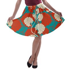 Floral Asian Vintage Pattern A-line Skater Skirt by NouveauDesign