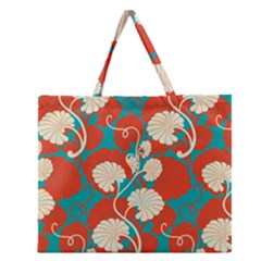 Floral Asian Vintage Pattern Zipper Large Tote Bag by NouveauDesign