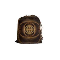 Fractal Copper Amber Abstract Drawstring Pouches (small)  by Celenk