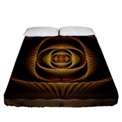 Fractal Copper Amber Abstract Fitted Sheet (queen Size) by Celenk