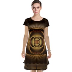 Fractal Copper Amber Abstract Cap Sleeve Nightdress by Celenk