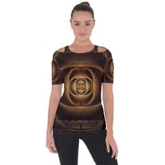 Fractal Copper Amber Abstract Short Sleeve Top by Celenk