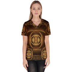 Fractal Copper Amber Abstract Scrub Top by Celenk