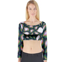 Fuzzy Abstract Art Urban Fragments Long Sleeve Crop Top by Celenk