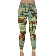 Medeival Ancient Map Fortress Classic Yoga Leggings by Celenk