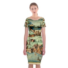 Medeival Ancient Map Fortress Classic Short Sleeve Midi Dress by Celenk