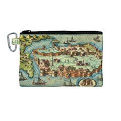 Medeival Ancient Map Fortress Canvas Cosmetic Bag (medium) by Celenk