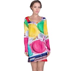 Palette Brush Paint Box Color Long Sleeve Nightdress by Celenk