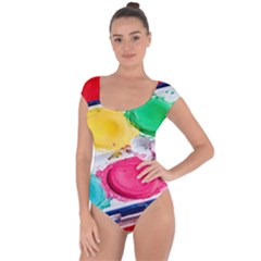 Palette Brush Paint Box Color Short Sleeve Leotard  by Celenk