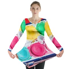 Palette Brush Paint Box Color Long Sleeve Tunic  by Celenk