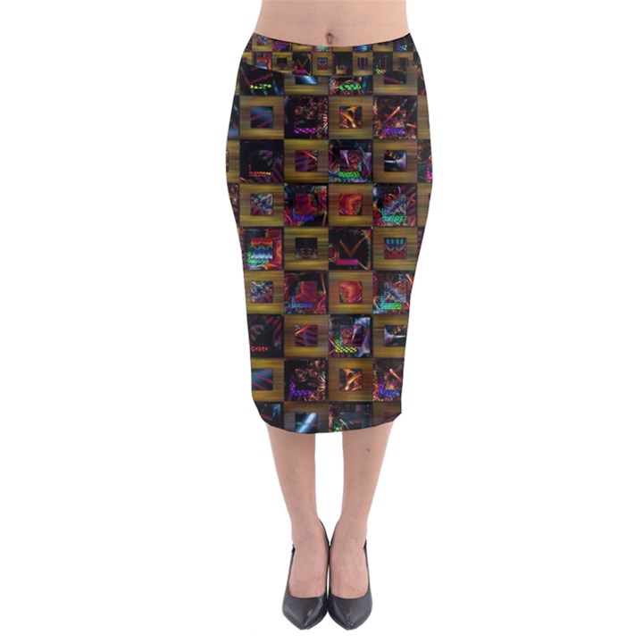 Kaleidoscope Pattern Abstract Art Midi Pencil Skirt