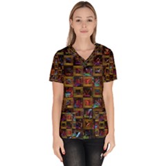 Kaleidoscope Pattern Abstract Art Scrub Top by Celenk