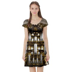 Organ Church Music Organ Whistle Short Sleeve Skater Dress by Celenk