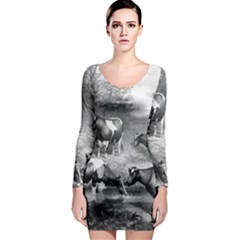 Holstein Fresian Cows Fresian Cows Long Sleeve Bodycon Dress by Celenk