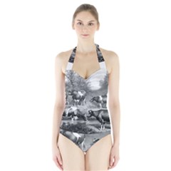 Holstein Fresian Cows Fresian Cows Halter Swimsuit by Celenk