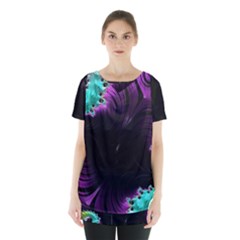 Fractals Spirals Black Colorful Skirt Hem Sports Top by Celenk